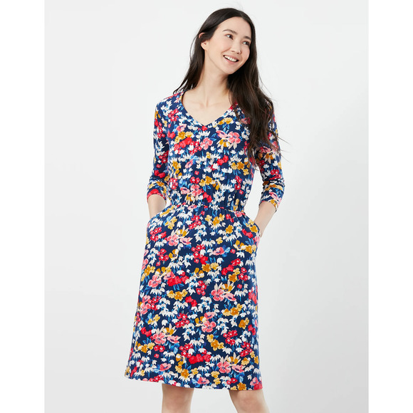 Joules Vibrant Blue Floral Midi Dress - Picture 1 of 16